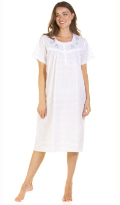 La Marquise Emily Dot Polycotton Short Sleeve Nightdress